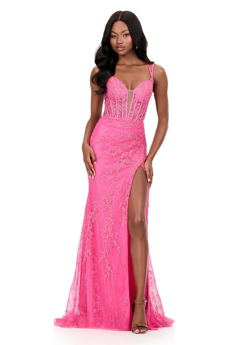 ASHLEYlauren Lace Corset Prom Dress 12189