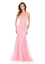 ASHLEYlauren Open Back Lace Fitted Prom Dress 12190
