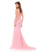 ASHLEYlauren Open Back Lace Fitted Prom Dress 12190