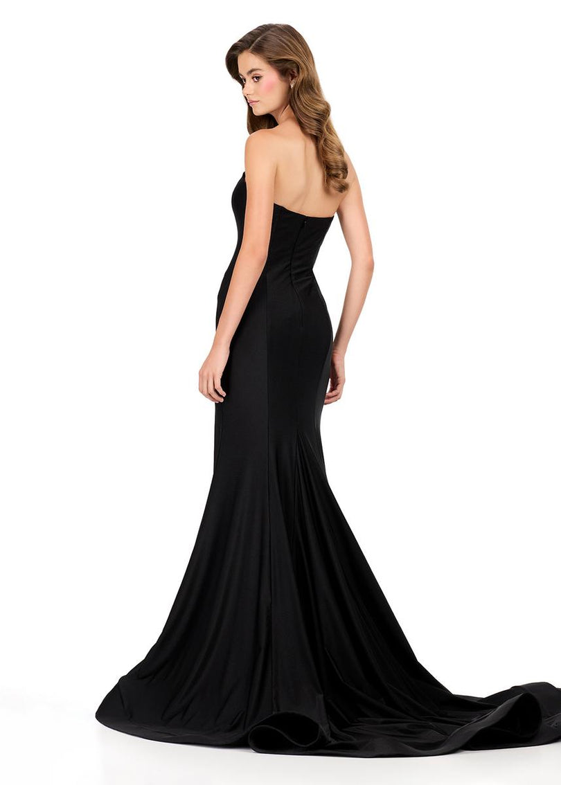 ASHLEYlauren Plunging Bead Accented Prom Dress 12191