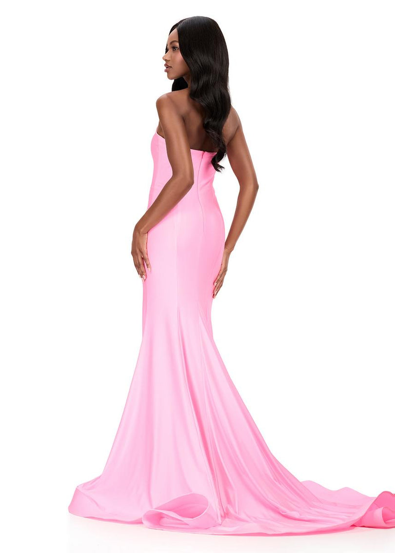 ASHLEYlauren Plunging Bead Accented Prom Dress 12191