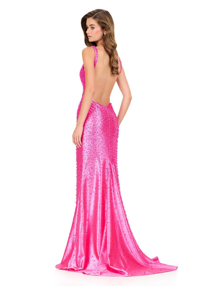 basketball jersey prom dresses ASHLEYlauren Beaded Jersey Open Back Prom Dress 12194