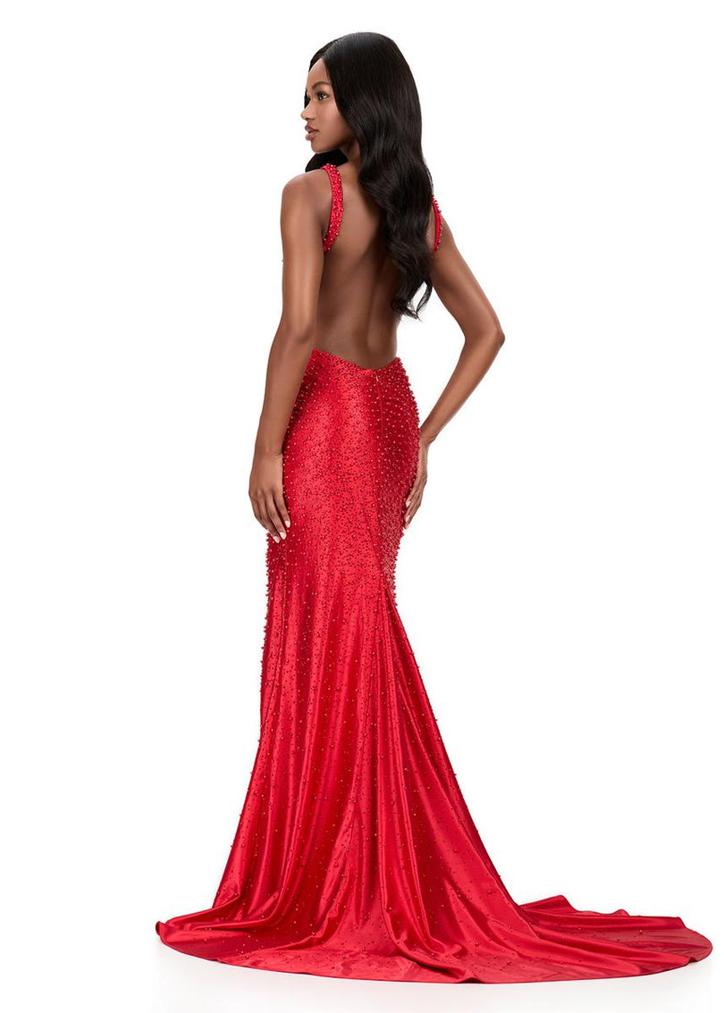 prom dresses mobile al ASHLEYlauren Beaded Jersey Open Back Prom Dress 12194