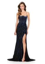 ASHLEYlauren Tight Beaded Prom Dress 12195
