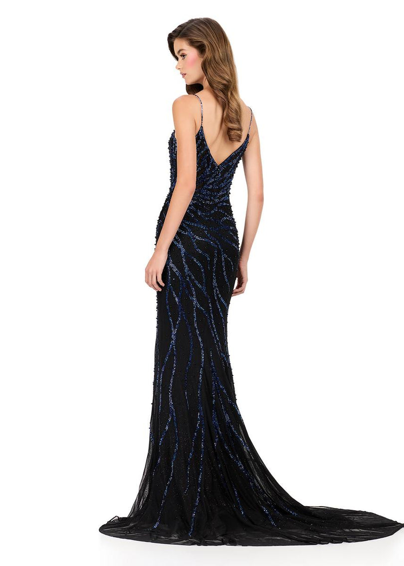 ASHLEYlauren Tight Beaded Prom Dress 12195