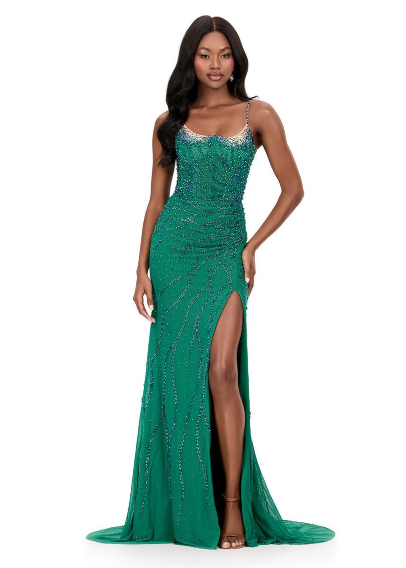 ASHLEYlauren Tight Beaded Prom Dress 12195
