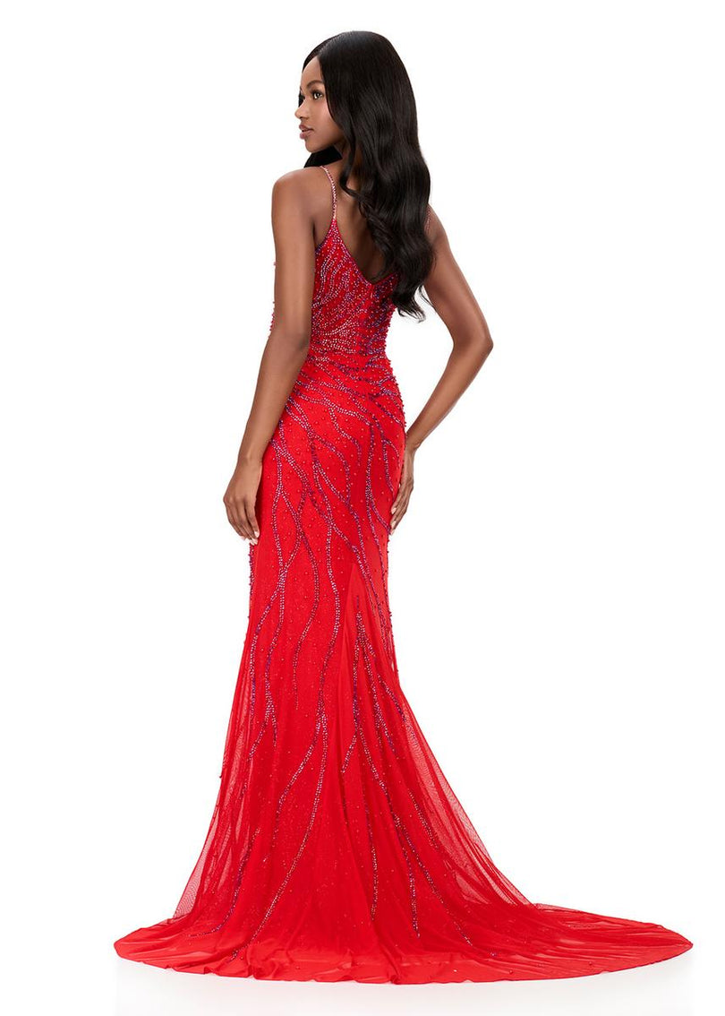 ASHLEYlauren Tight Beaded Prom Dress 12195