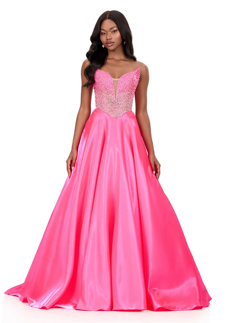 ASHLEYlauren Strapless Basque Waist Prom Dress 12198