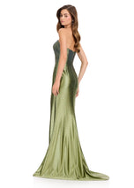 ASHLEYlauren Simple Hot Stone Jersey Prom Dress 12200