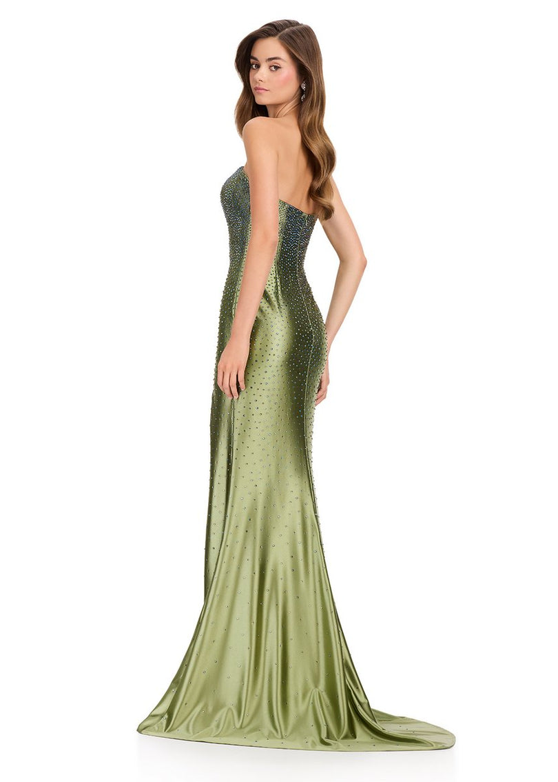 ASHLEYlauren Simple Hot Stone Jersey Prom Dress 12200