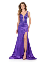 ASHLEYlauren Plunging Hot Stone Prom Dress 12203