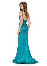 ASHLEYlauren Plunging Hot Stone Prom Dress 12203