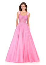 ASHLEYlauren Illusion Corset Beaded Ball Gown Dress 12204