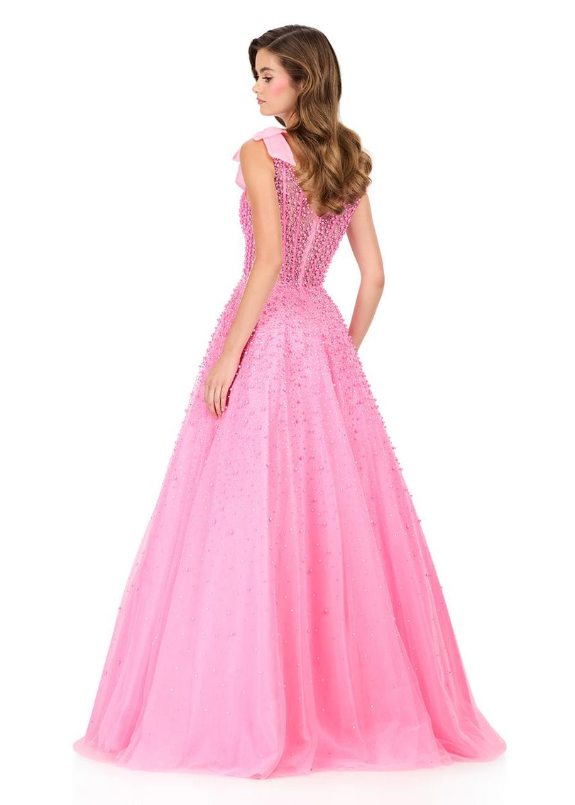 ASHLEYlauren Illusion Corset Beaded Ball Gown Dress 12204