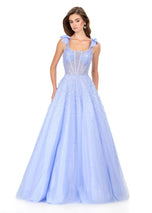 ASHLEYlauren Illusion Corset Beaded Ball Gown Dress 12204