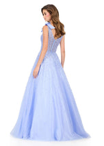 ASHLEYlauren Illusion Corset Beaded Ball Gown Dress 12204