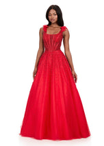 ASHLEYlauren Illusion Corset Beaded Ball Gown Dress 12204