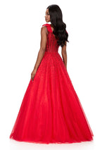 ASHLEYlauren Illusion Corset Beaded Ball Gown Dress 12204