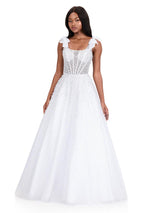 ASHLEYlauren Illusion Corset Beaded Ball Gown Dress 12204
