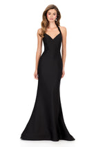 ASHLEYlauren Fitted Halter Prom Dress 12205