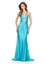ASHLEYlauren Hot Stone Halter Prom Dress 12206