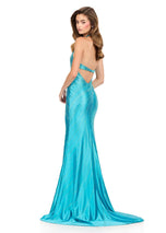 ASHLEYlauren Hot Stone Halter Prom Dress 12206