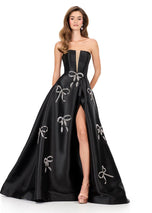 ASHLEYlauren Strapless Bow Prom Dress 12207