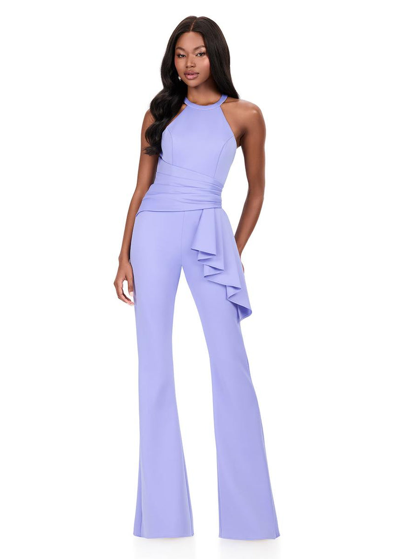 purple halter ruffle dress ASHLEYlauren Halter Ruffle Prom Dress 12209
