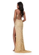ASHLEYlauren Fitted Open Back Prom Dress 12217