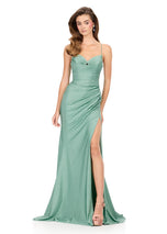 ASHLEYlauren High Slit Fitted Prom Dress 12220