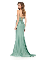 ASHLEYlauren High Slit Fitted Prom Dress 12220