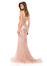 ASHLEYlauren Illusion Overlay Prom Dress 12221