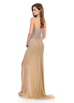 ASHLEYlauren Beaded Strapless Fitted Prom Dress 12226