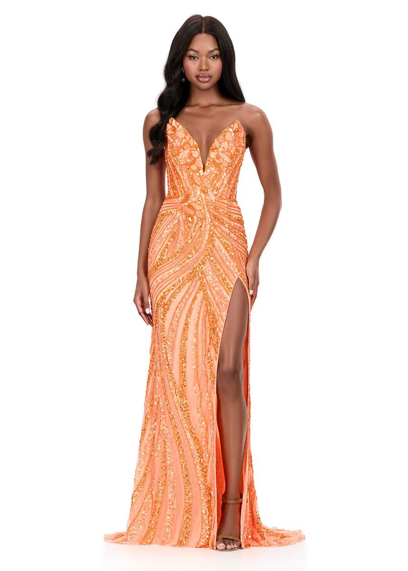 ASHLEYlauren Sequin Lace-up Back Prom Dress 12230 - B