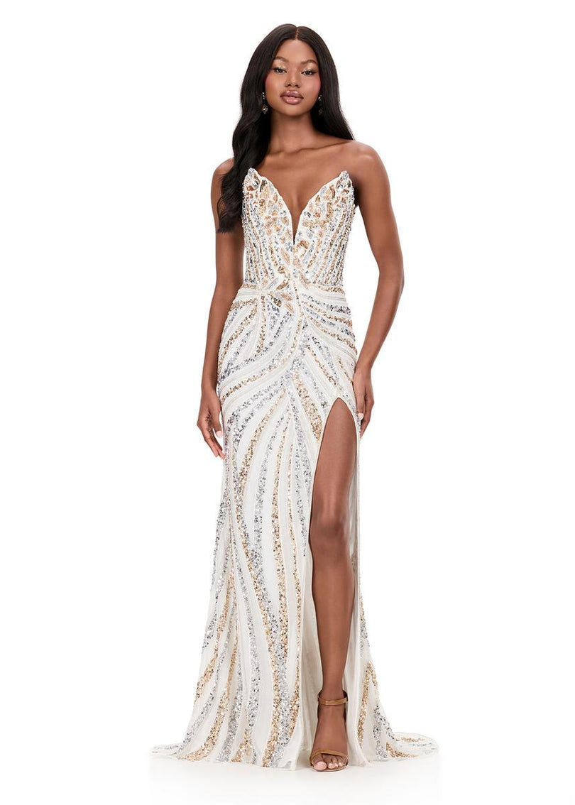 ASHLEYlauren Sequin Lace-up Back Prom Dress 12230 - B