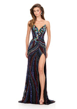 ASHLEYlauren Sequin Lace-up Back Prom Dress 12230 - B