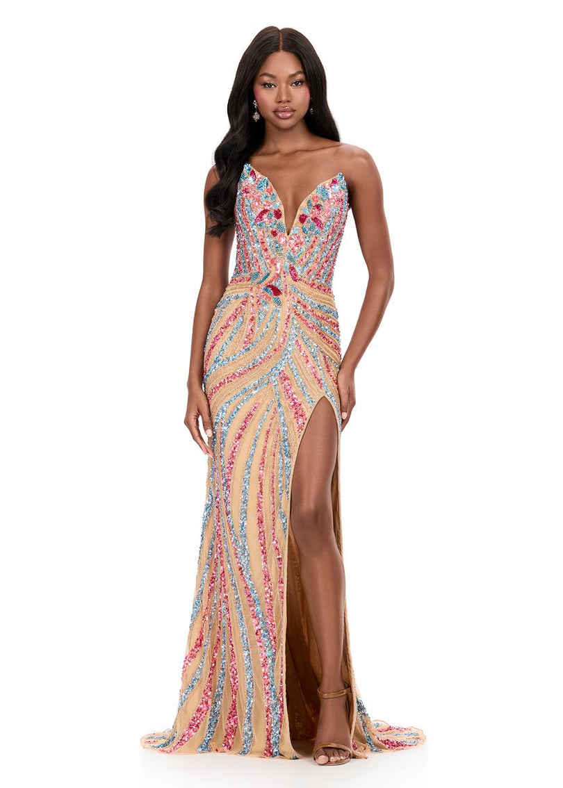 ASHLEYlauren Sequin Lace-up Back Prom Dress 12230 - B