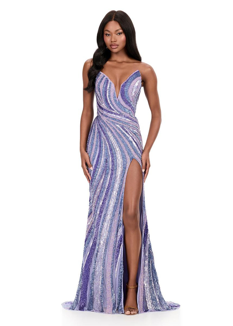 ASHLEYlauren Strapless Beaded Prom Dress 12231