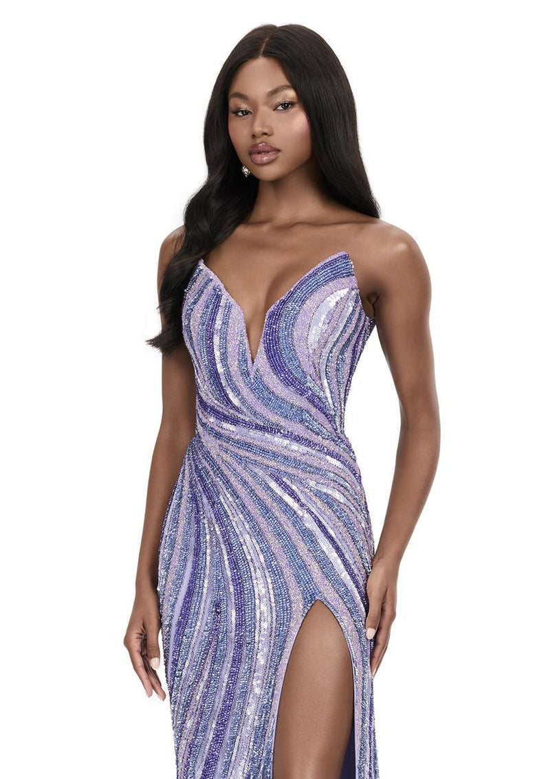 ASHLEYlauren Strapless Beaded Prom Dress 12231 - B