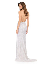 ASHLEYlauren Beaded Halter Fitted Prom Dress 12232