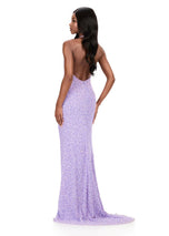 ASHLEYlauren Beaded Halter Fitted Prom Dress 12232
