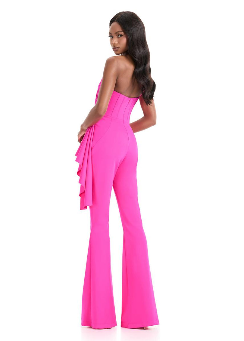 ASHLEYlauren One Shoulder Side Ruffle Jumpsuit 12233