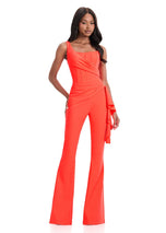 ASHLEYlauren One Shoulder Side Ruffle Jumpsuit 12233
