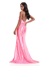 ASHLEYlauren Halter Tight Jersey Prom Dress 12238