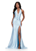 ASHLEYlauren Halter Tight Jersey Prom Dress 12238