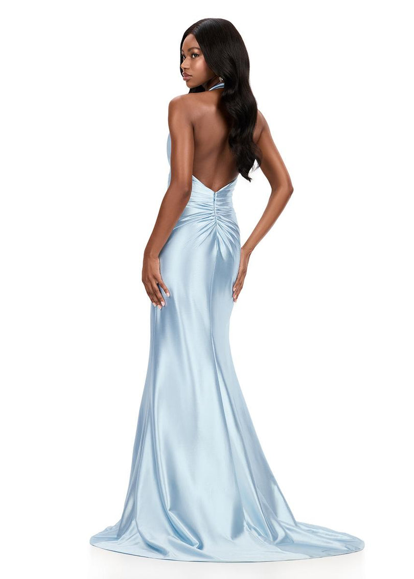 ASHLEYlauren Halter Tight Jersey Prom Dress 12238