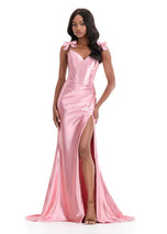 ASHLEYlauren Fitted Bow Shoulder Dress 12239