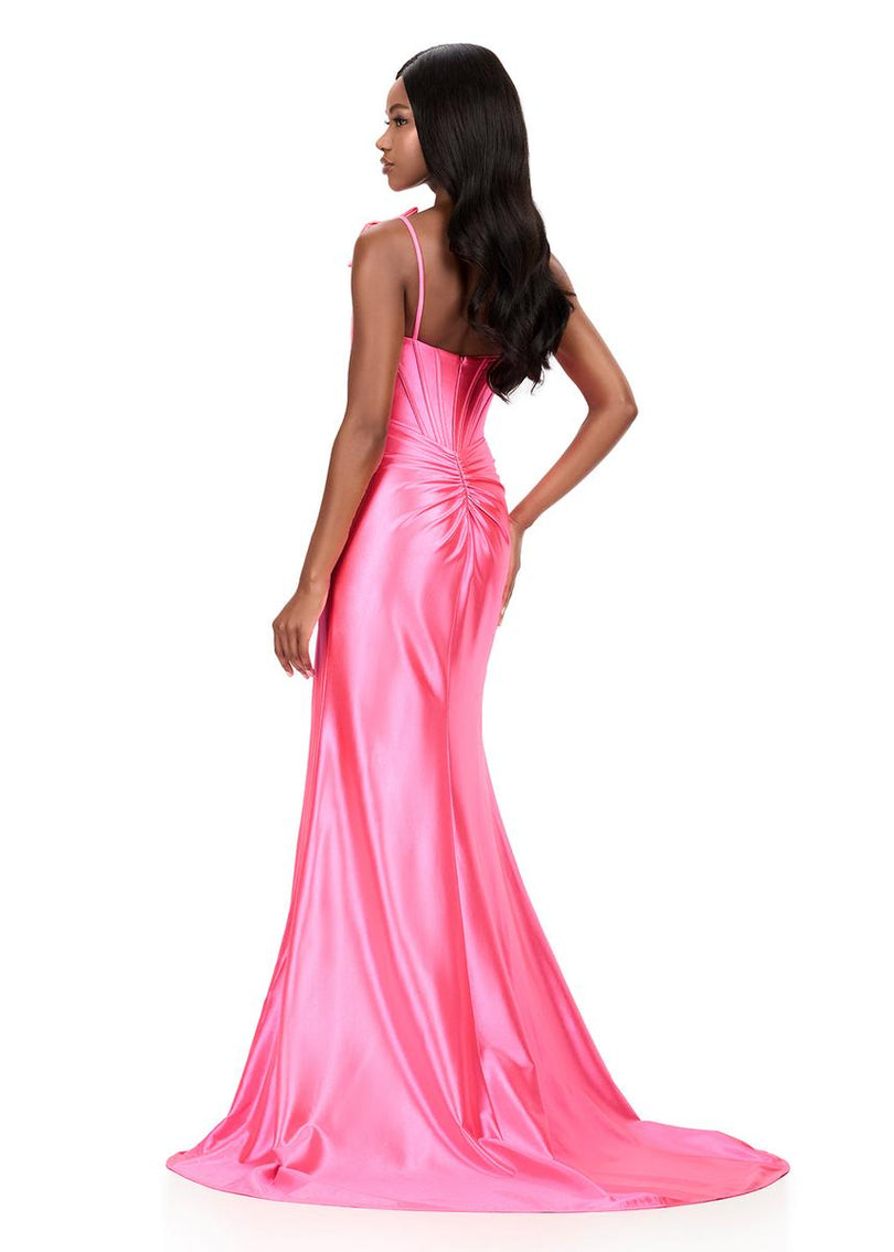 ASHLEYlauren Fitted Bow Shoulder Dress 12239