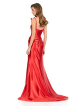 ASHLEYlauren Fitted Bow Shoulder Dress 12239
