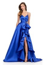 ASHLEYlauren Ruffle A-Line Prom Dress 12241